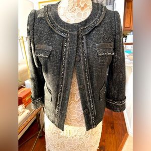 Halogen designer inspired black tweed jacket in EUC. Size Med, bracelet sleeves.